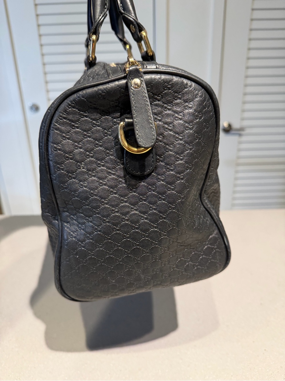 Gucci Black Embossed Leather Top-Handle Tote - Picture 9 of 17